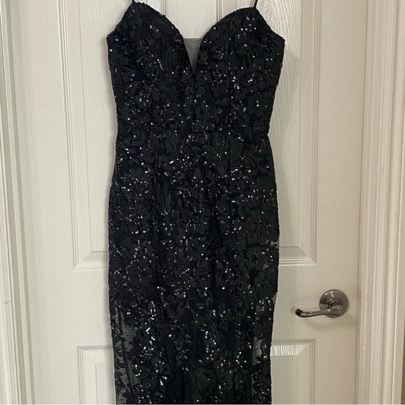 Windsor Livia Sequin Mesh Mermaid Dress Black Junior Size 5/6 - Picture 6 of 15